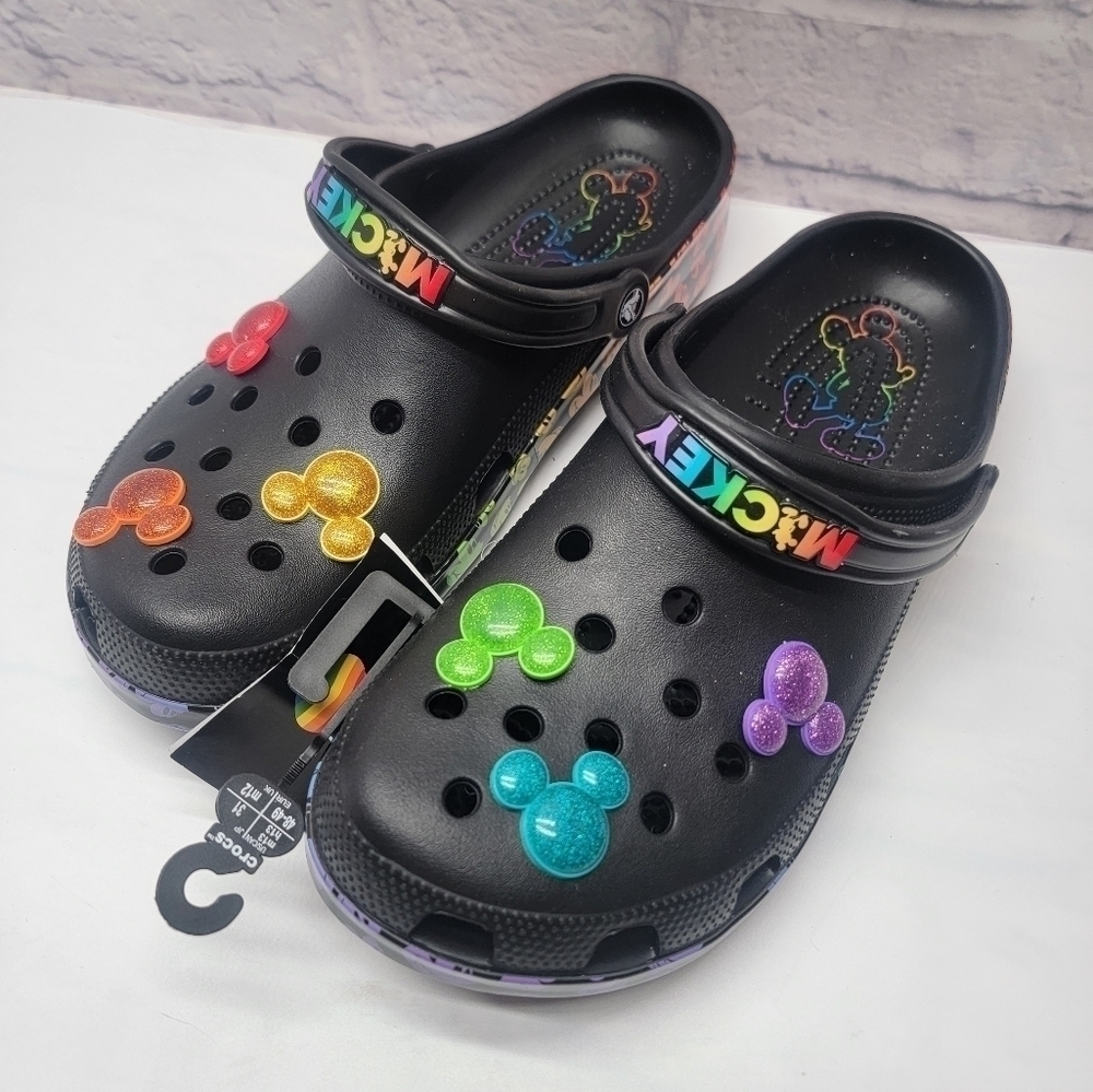 Crocs X Disney Rainbow Pride Celebration Mickey Mouse Classic Clog Size 13 - Picture 6 of 7